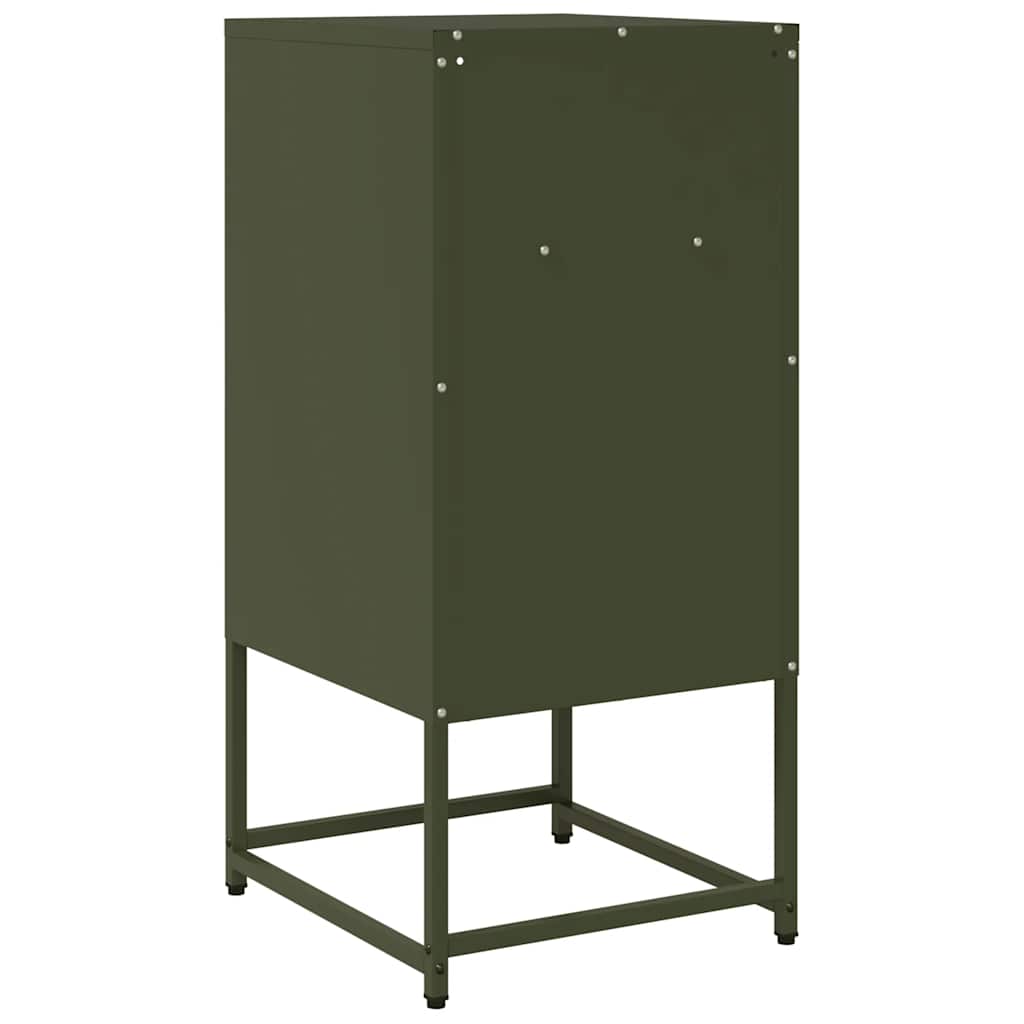 Mesa de cabeceira 36x39x78cm aço laminado a frio verde-azeitona