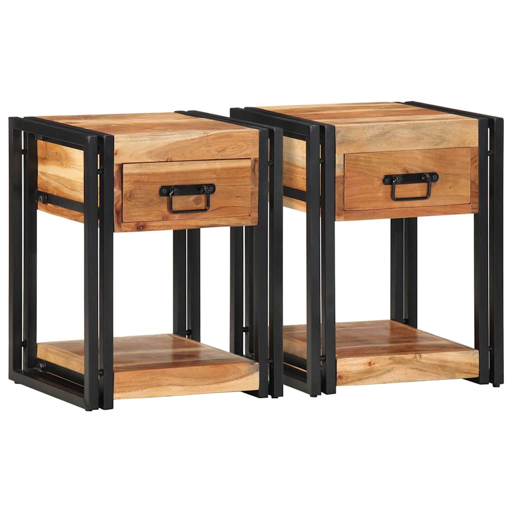 Armário de Cabeceira com gaveta 2 pcs Castanho 40 x 35 x 50 cm