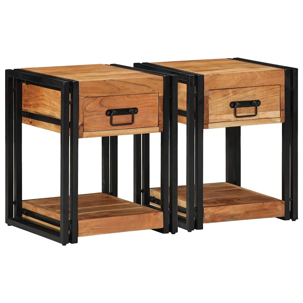 Armário de Cabeceira com gaveta 2 pcs Castanho 40 x 40 x 50 cm