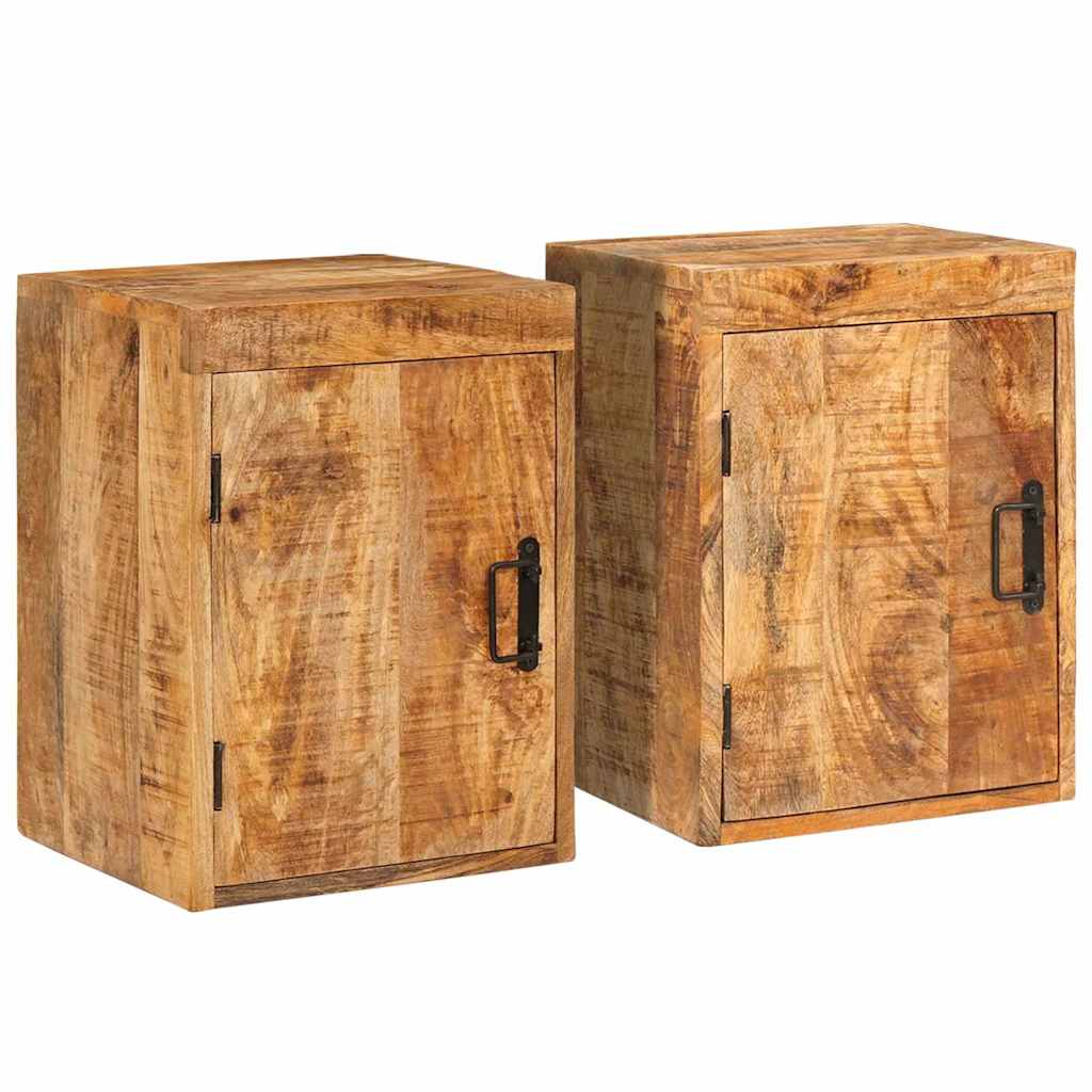 Mesa-de-cabeceira 2 pcs Castanho Madeira de manga maciça