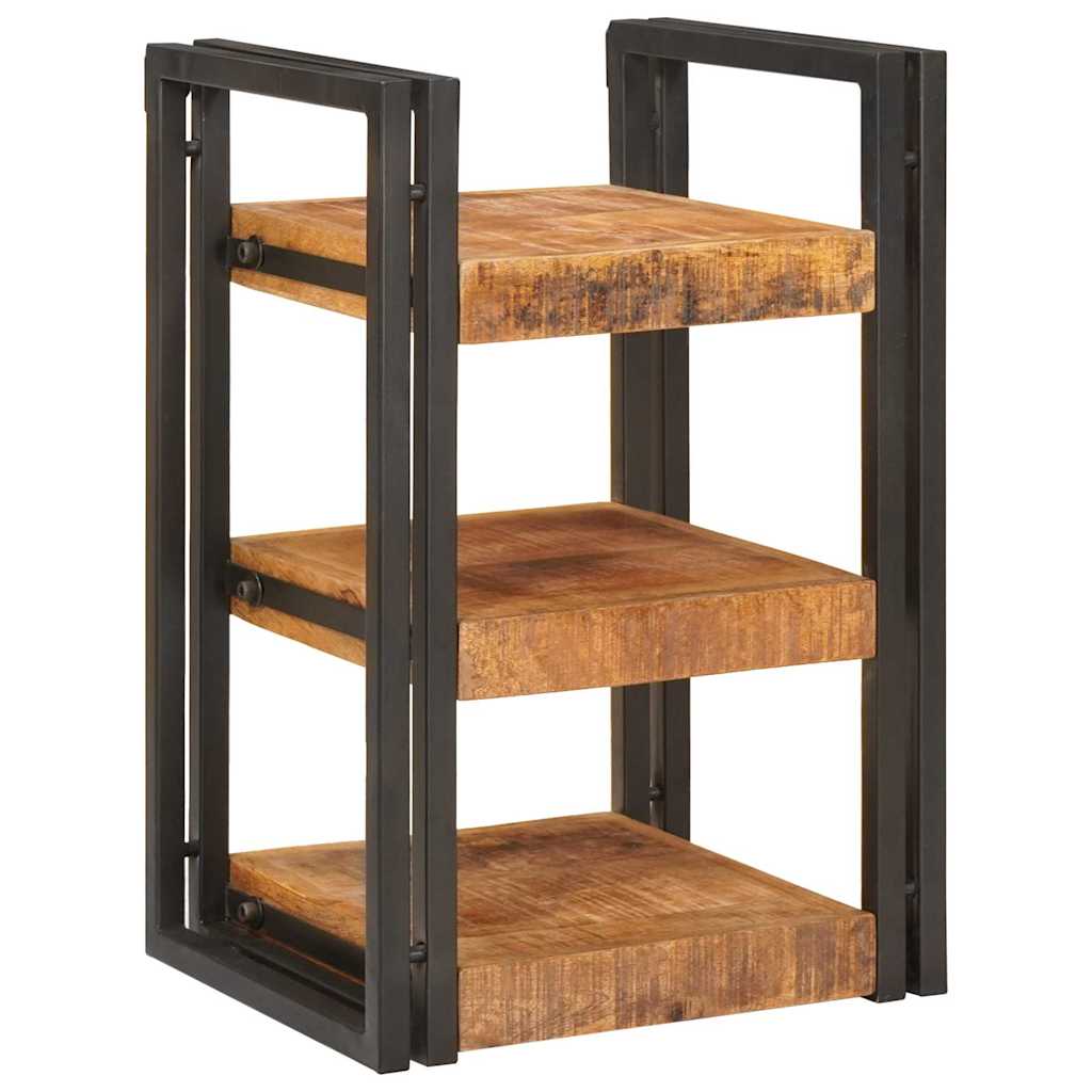Mesa-de-cabeceira Castanho e preto Madeira de manga maciça