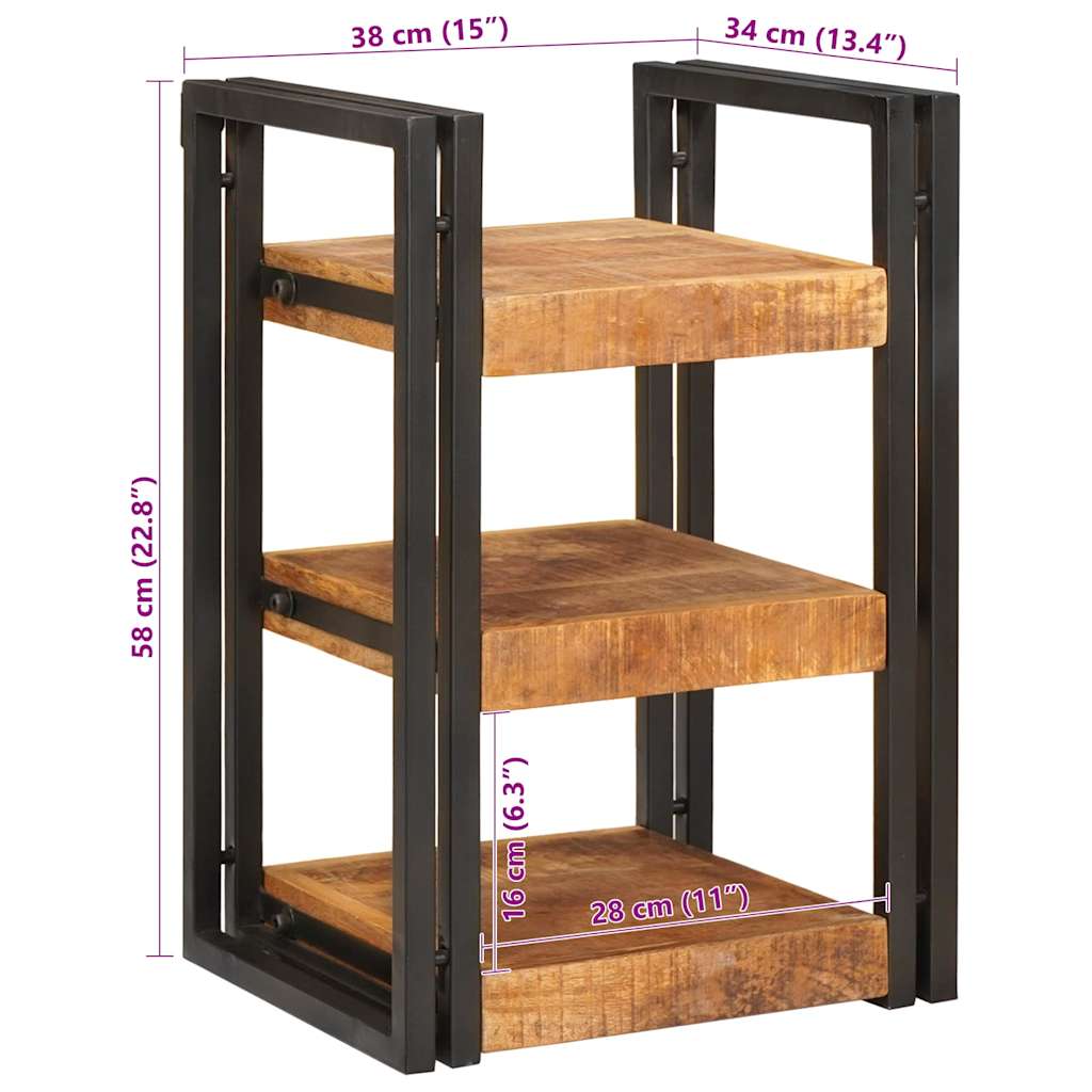 Mesa-de-cabeceira Castanho e preto Madeira de manga maciça