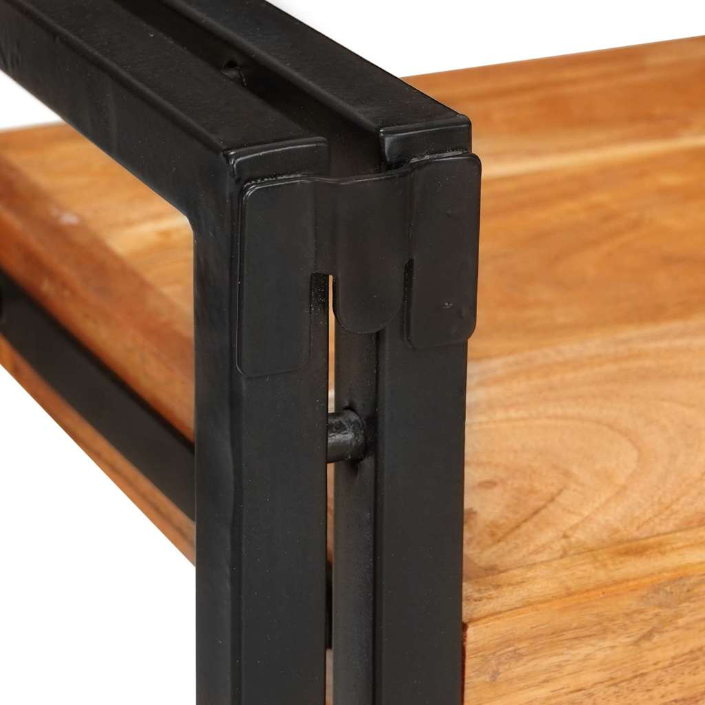 Mesa-de-cabeceira Castanho e preto Madeira Sólida de Acácia