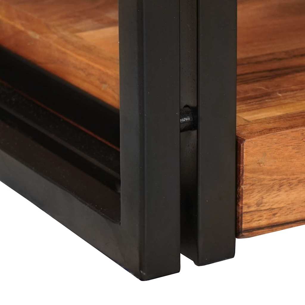 Mesa-de-cabeceira Castanho e preto Madeira Sólida de Acácia