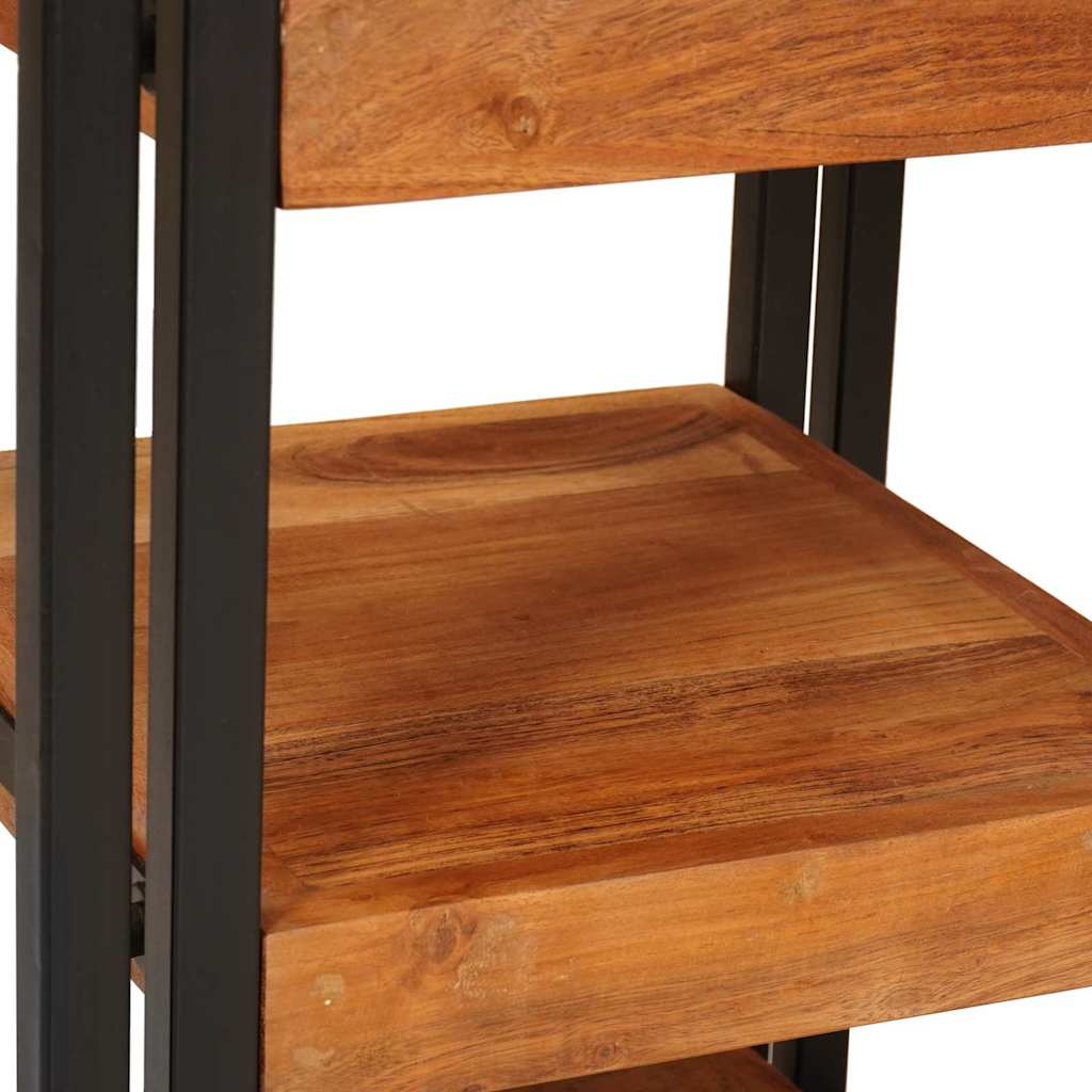 Mesa-de-cabeceira Castanho e preto Madeira Sólida de Acácia