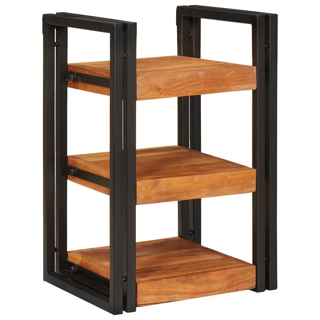 Mesa-de-cabeceira Castanho e preto Madeira Sólida de Acácia