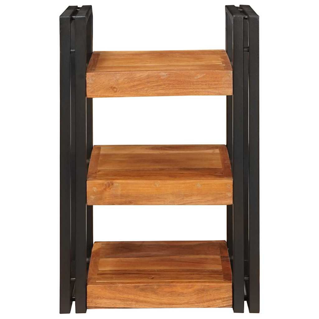 Mesa-de-cabeceira Castanho e preto Madeira Sólida de Acácia