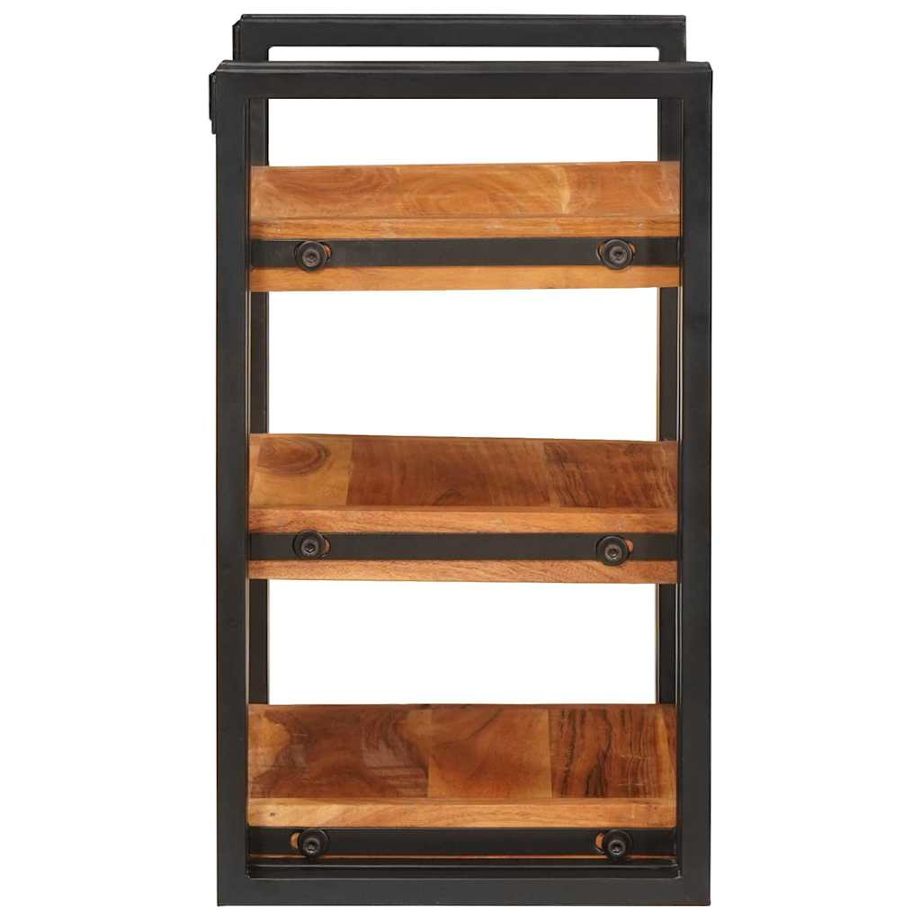 Mesa-de-cabeceira Castanho e preto Madeira Sólida de Acácia