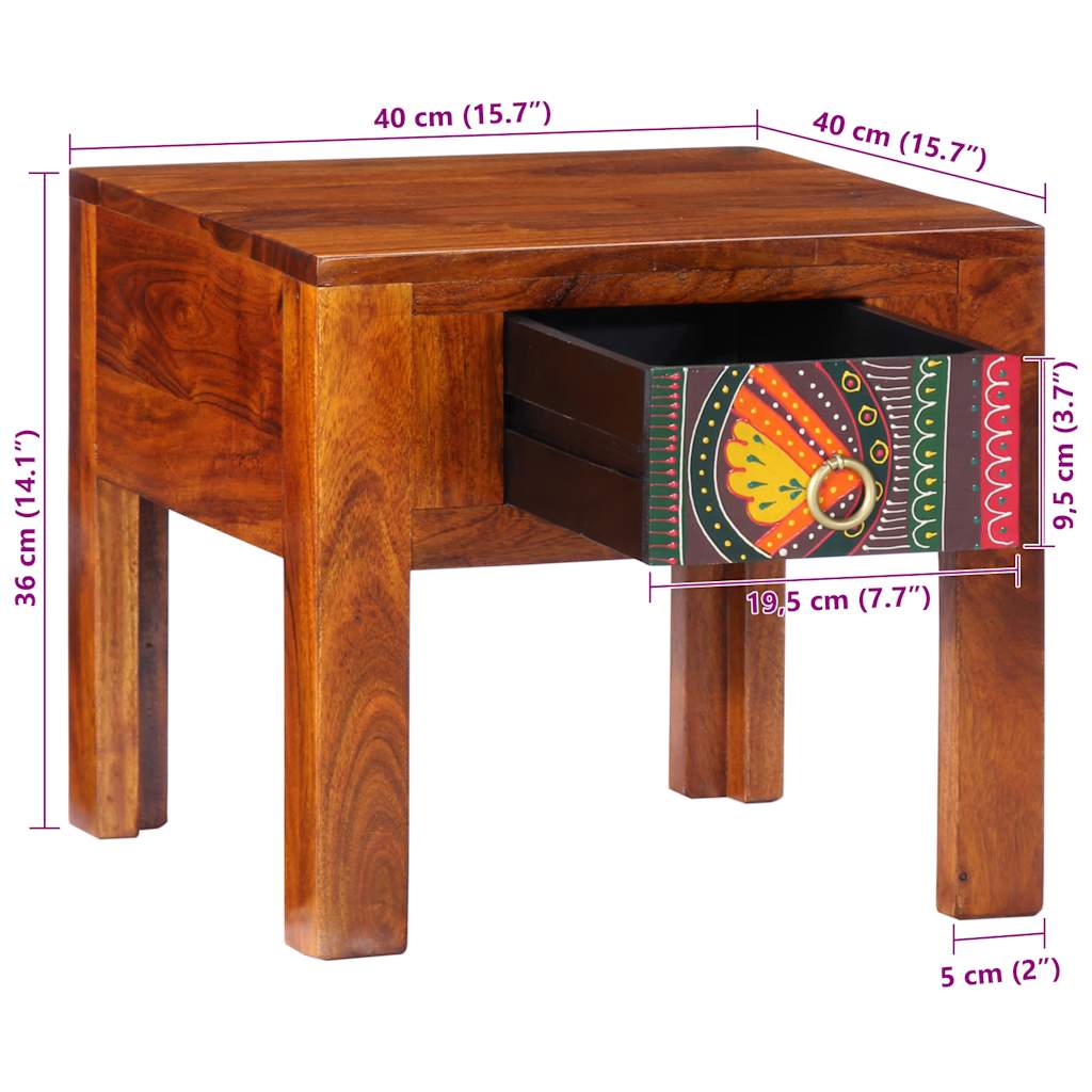 Mesa de cabeceira 2 pcs 40x40x36 cm madeira de acácia maciça