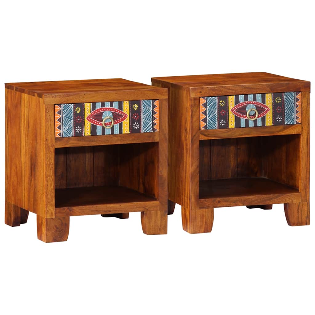 Armário de cabeceira 2 pcs 40x35x45 cm madeira maciça acácia
