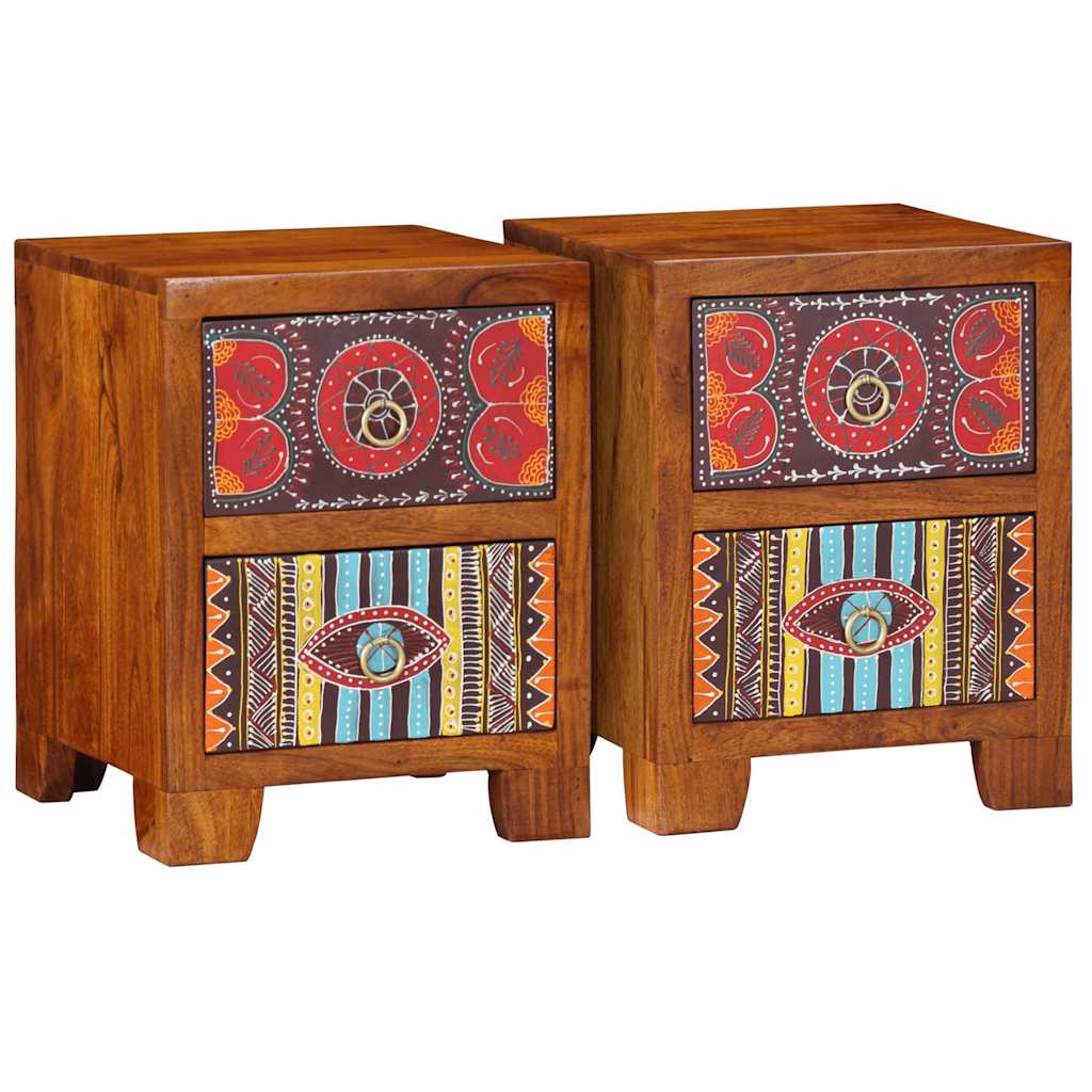 Armário de cabeceira 2 pcs 35x35x45 cm acácia de madeira maciça