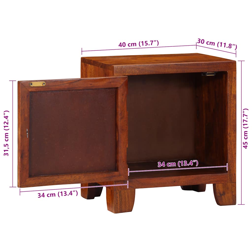 Mesa de cabeceira 40x30x45 cm madeira de acácia maciça