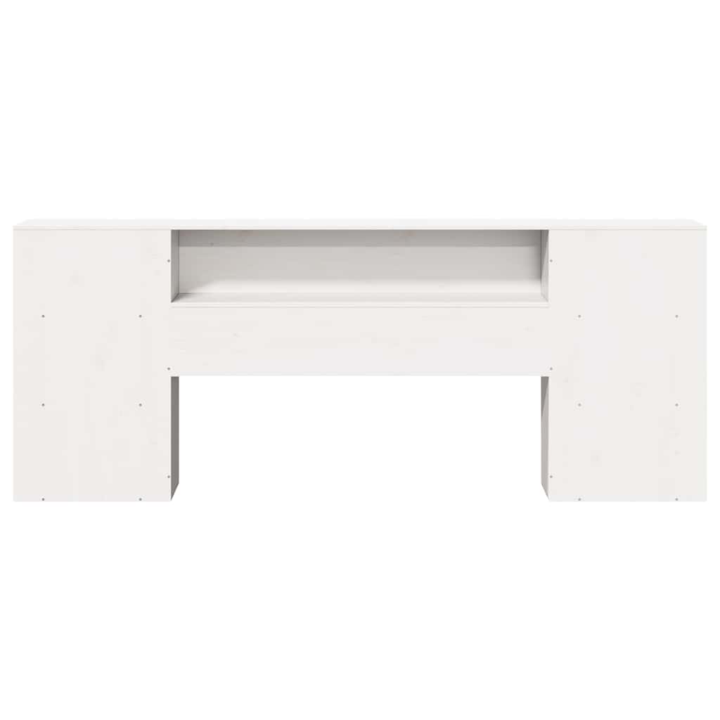 Cabeceira com arrumação 200 cm madeira de pinho maciça branco
