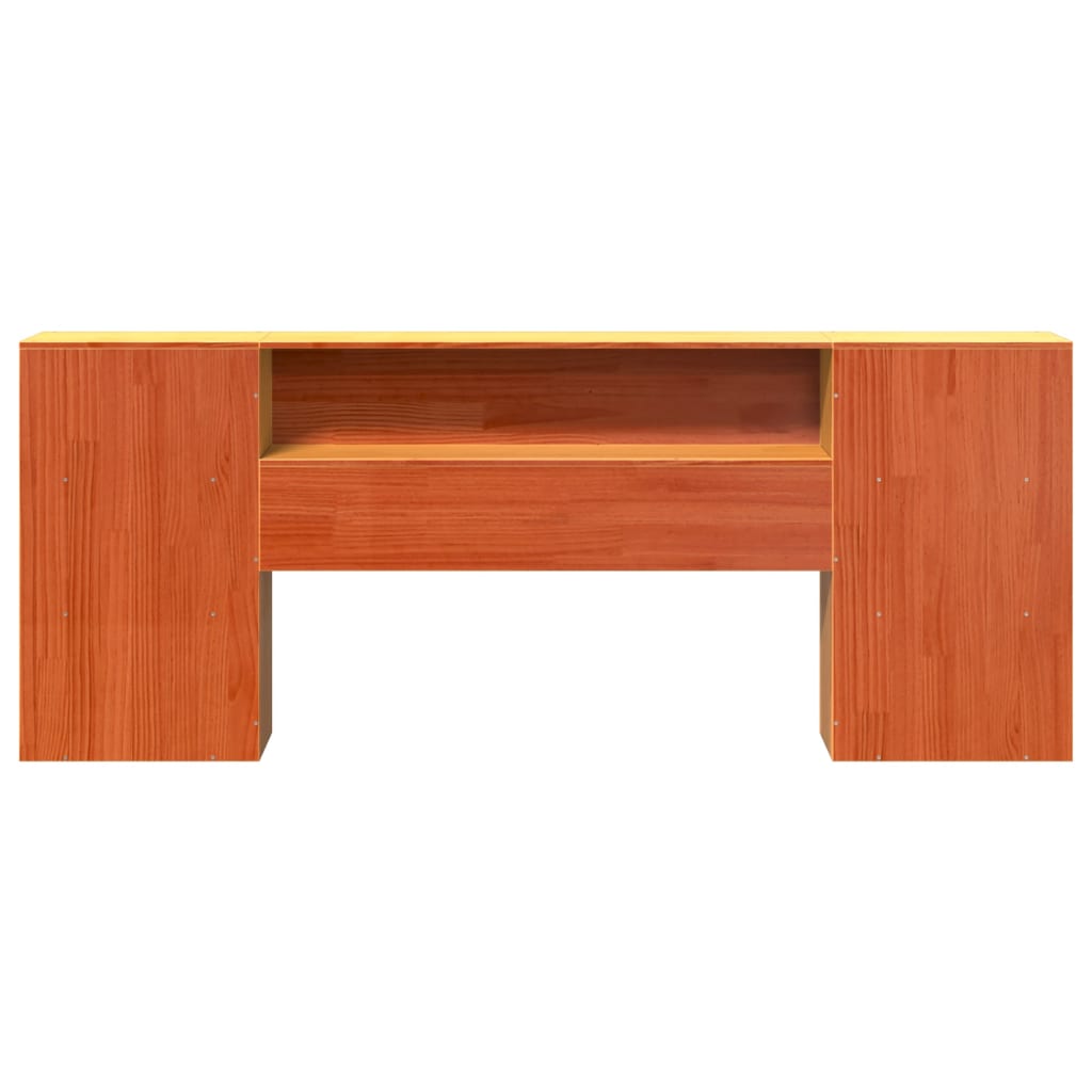 Cabeceira com arrumação 200 cm pinho maciço castanho-mel