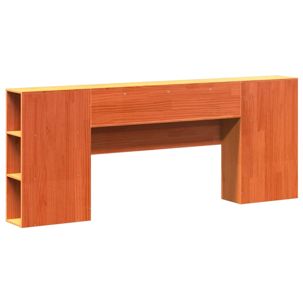 Cabeceira com arrumação 200 cm pinho maciço castanho-mel