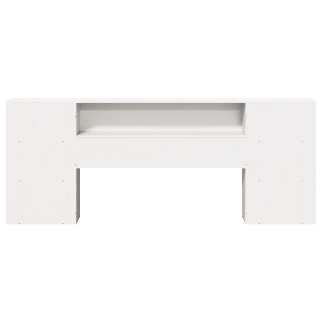 Cabeceira com arrumação 180 cm madeira de pinho maciça branco