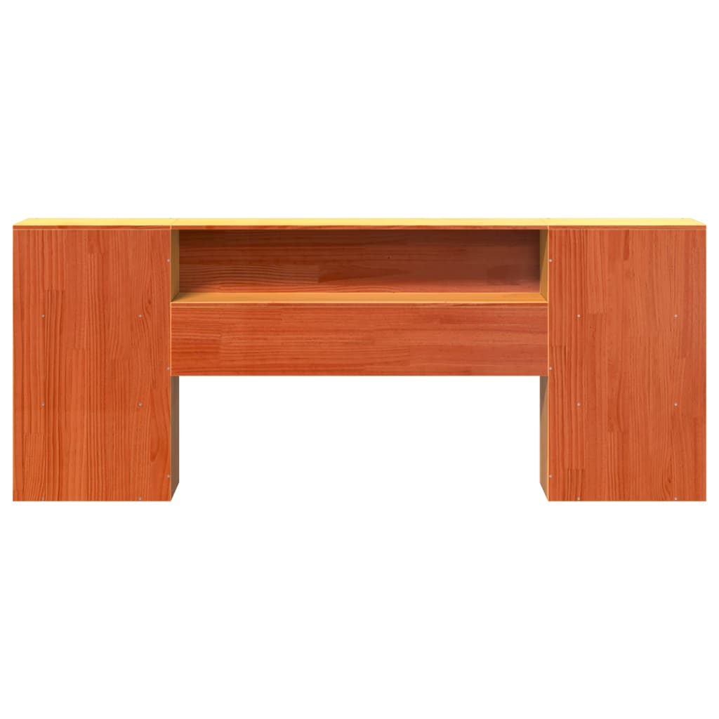 Cabeceira com arrumação 180 cm pinho maciço castanho-mel
