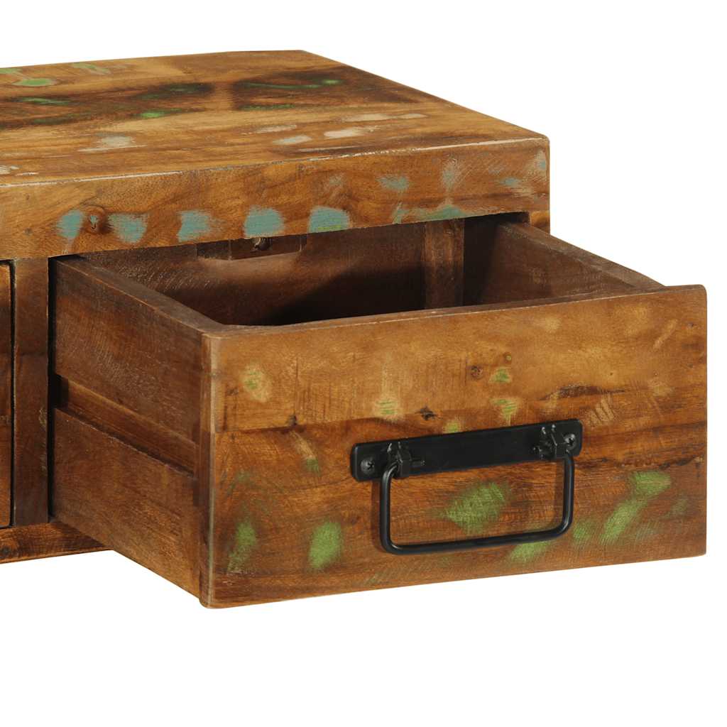 Armário de TV para parede de madeira recuperada maciça 60x30x19 cm