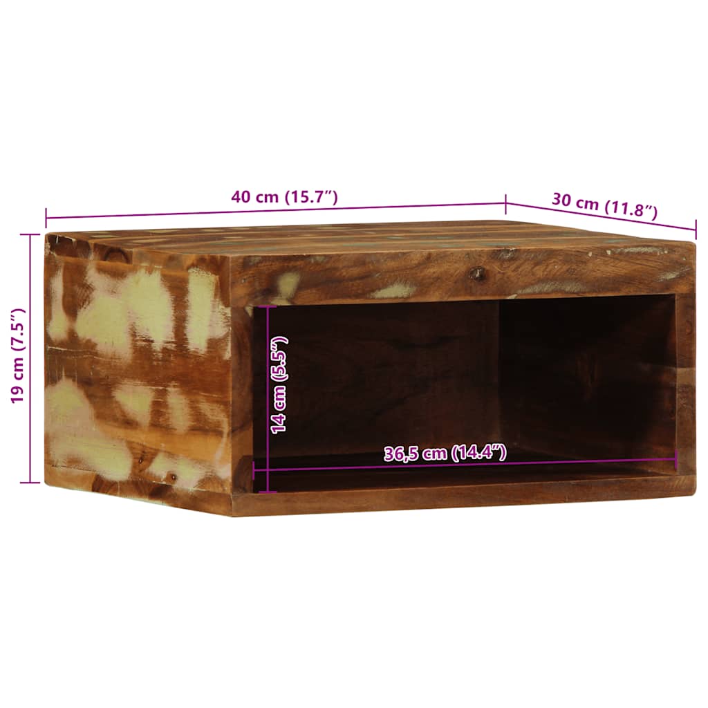 Armário de TV para parede 40x30x19 cm madeira recuperada maciça