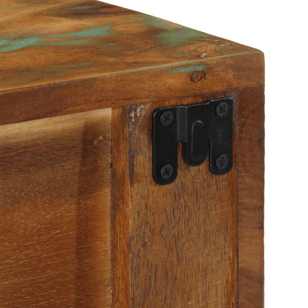 Armário de TV para parede de madeira recuperada maciça 60x30x19 cm