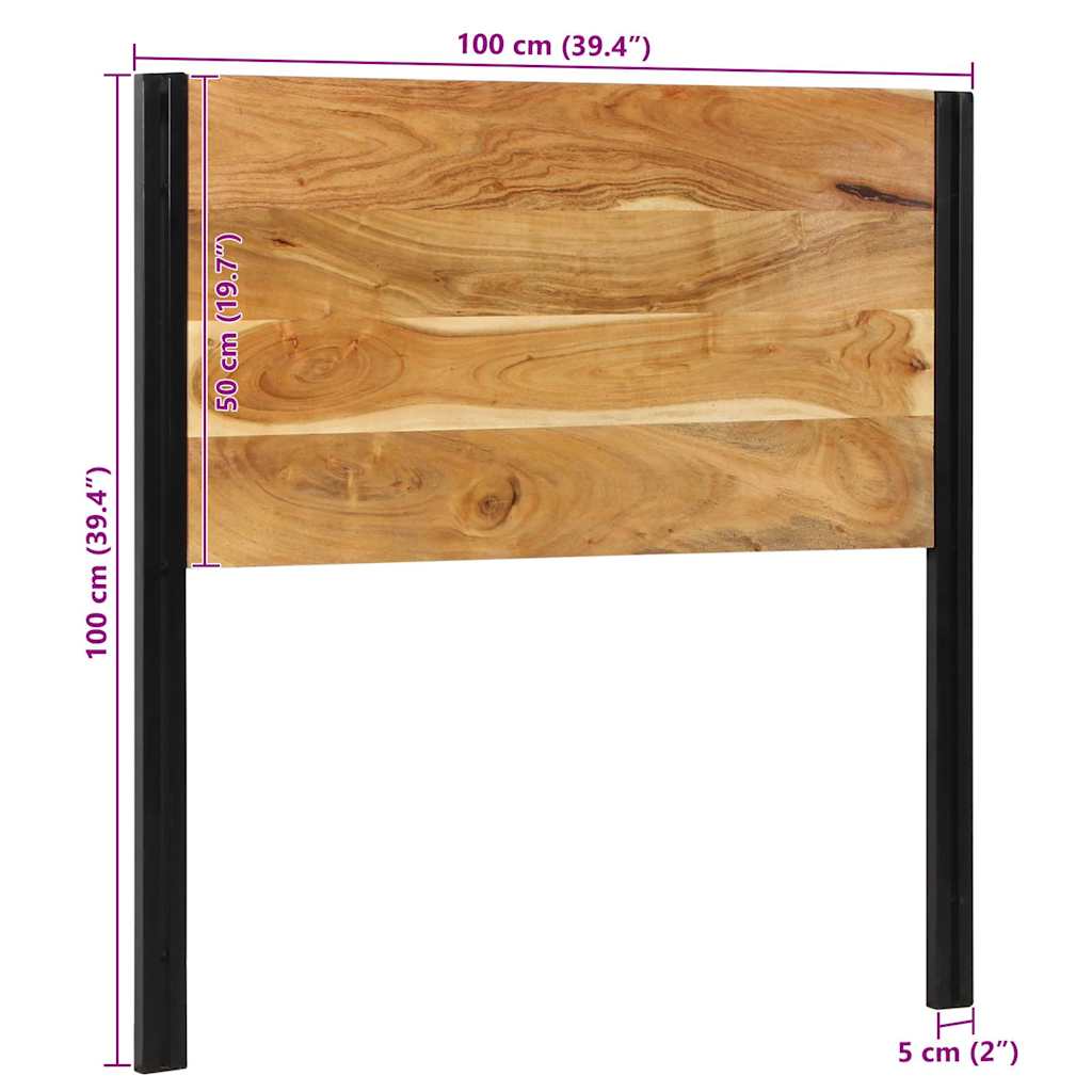 Cabeceira de cama 100 cm madeira de acácia maciça/ferro