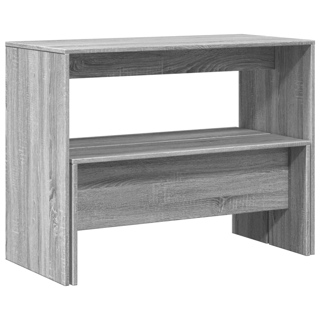 3 pcs conj. mesa jantar e banco deriv. madeira cinzento sonoma