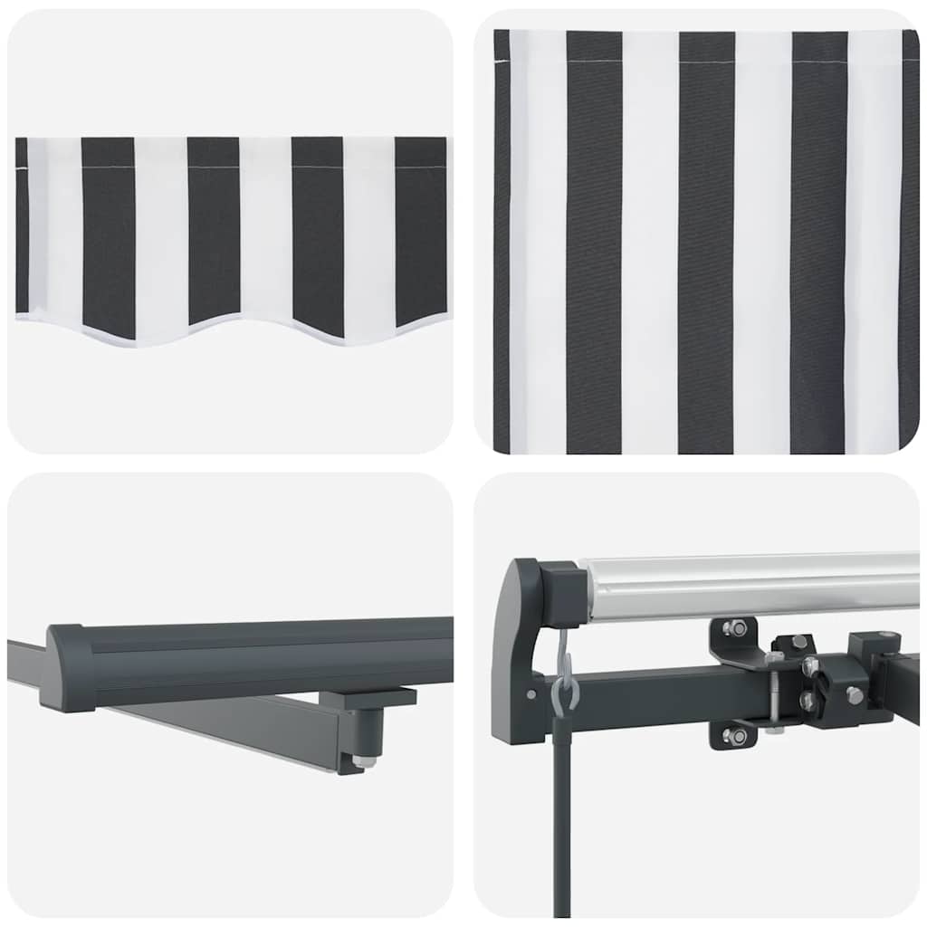 Toldo retrátil manual com luzes LEDs 400x300cm antracite/branco