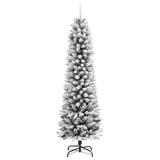 Árvore de Natal artificial fina com neve PVC e PE 180 cm