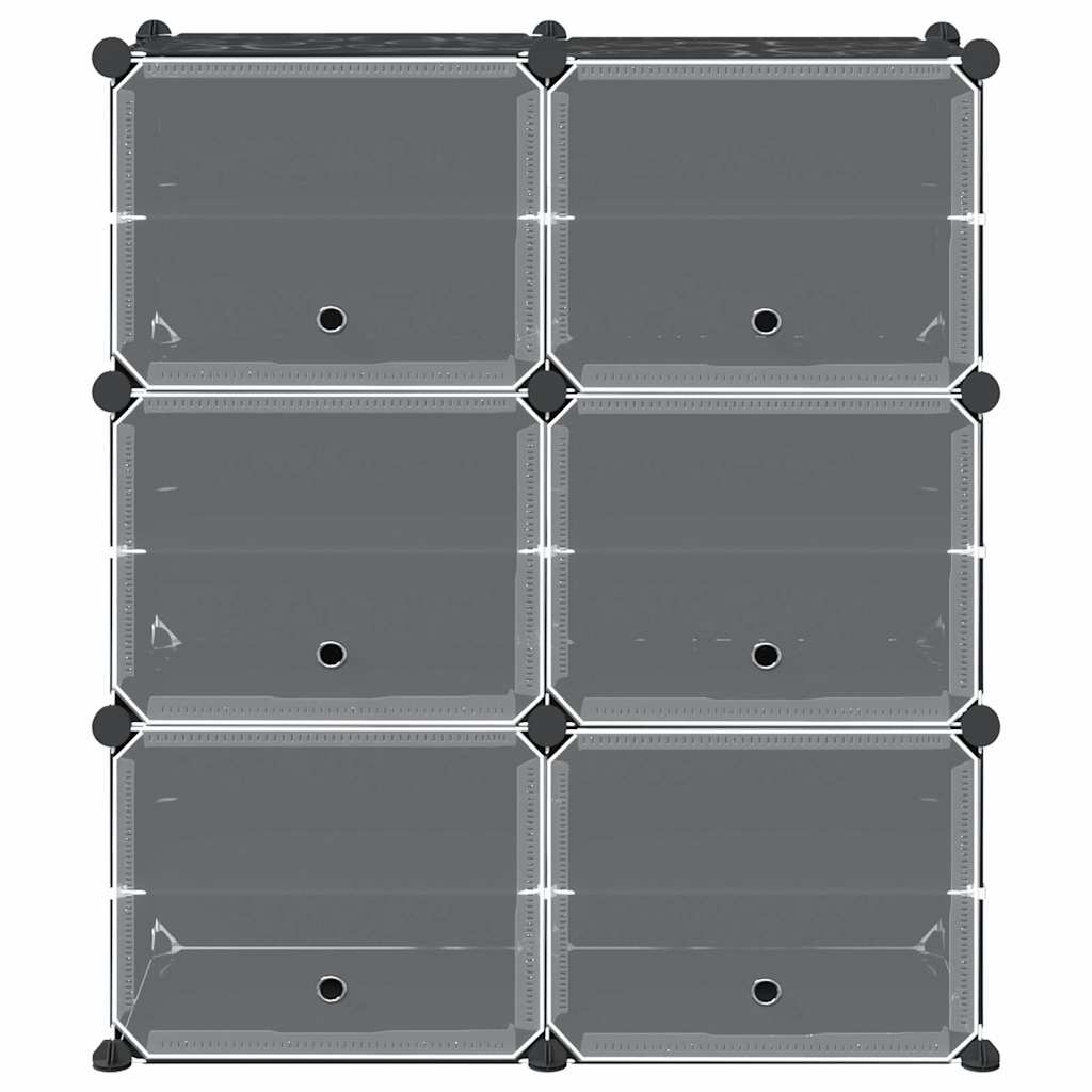 Organizador de arrumação com 6 cubos e portas PP preto