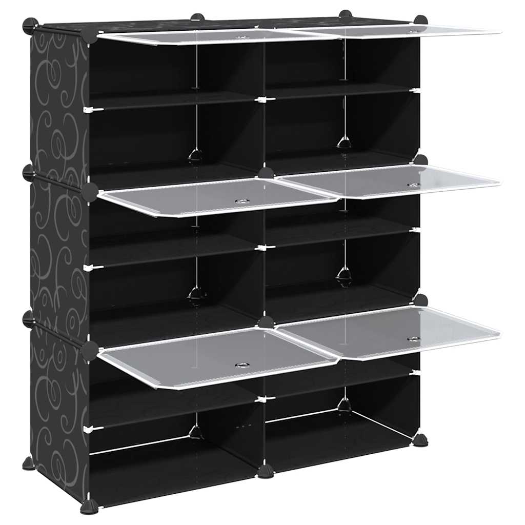 Organizador de arrumação com 6 cubos e portas PP preto