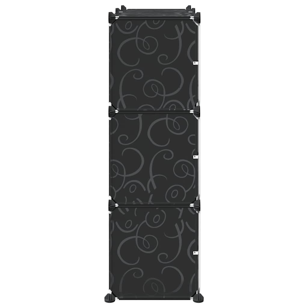 Organizador de arrumação com 6 cubos e portas PP preto