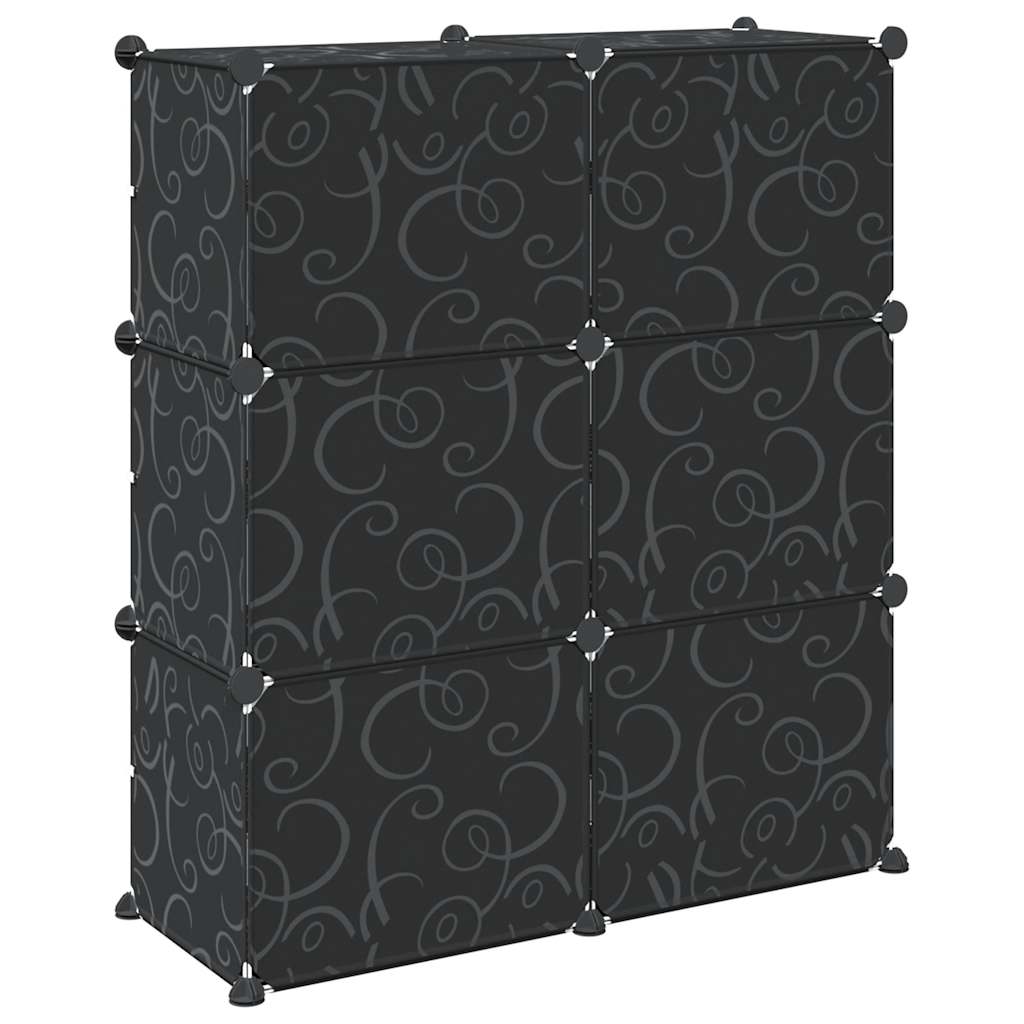 Organizador de arrumação com 6 cubos e portas PP preto