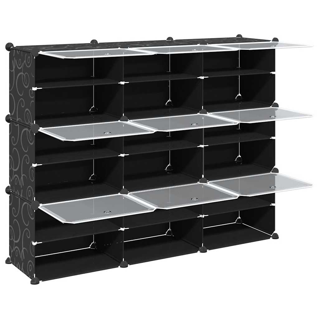 Organizador de arrumação com 9 cubos e portas PP preto