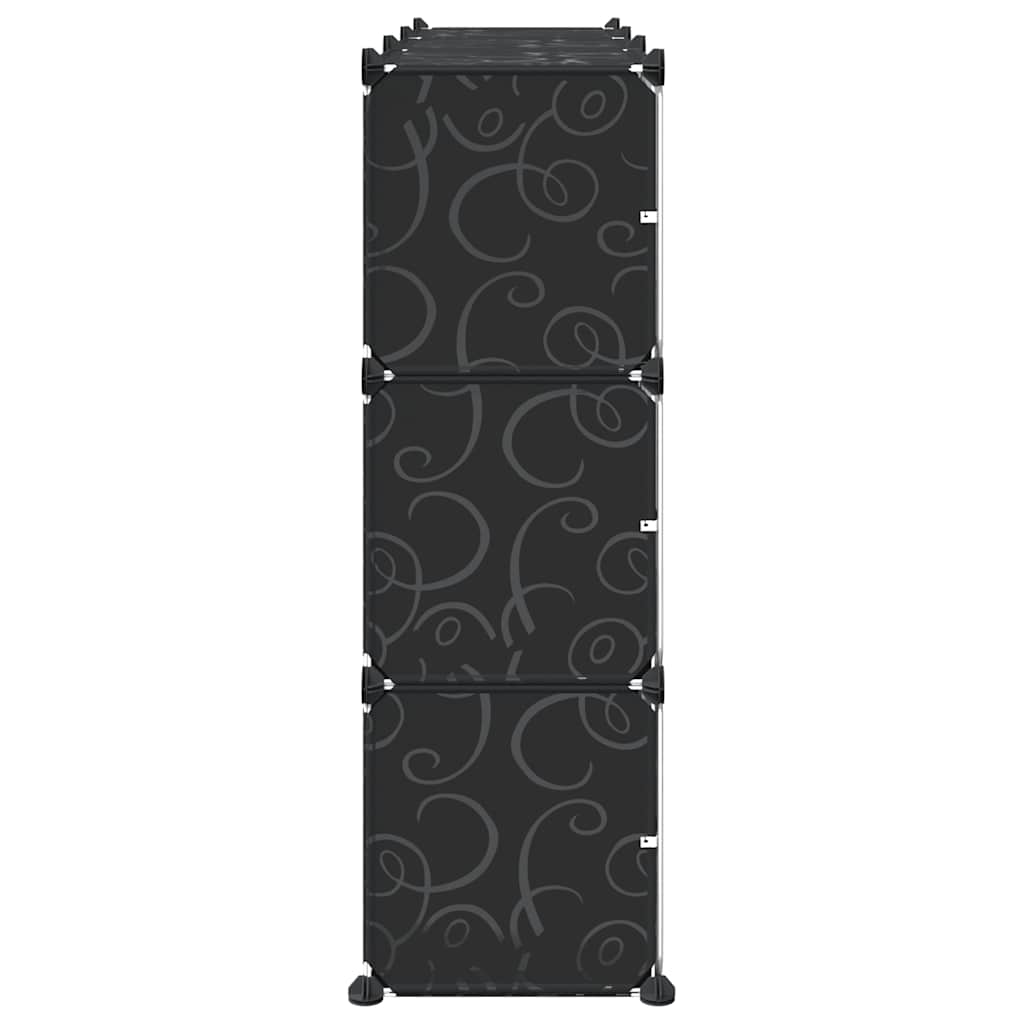 Organizador de arrumação com 9 cubos e portas PP preto