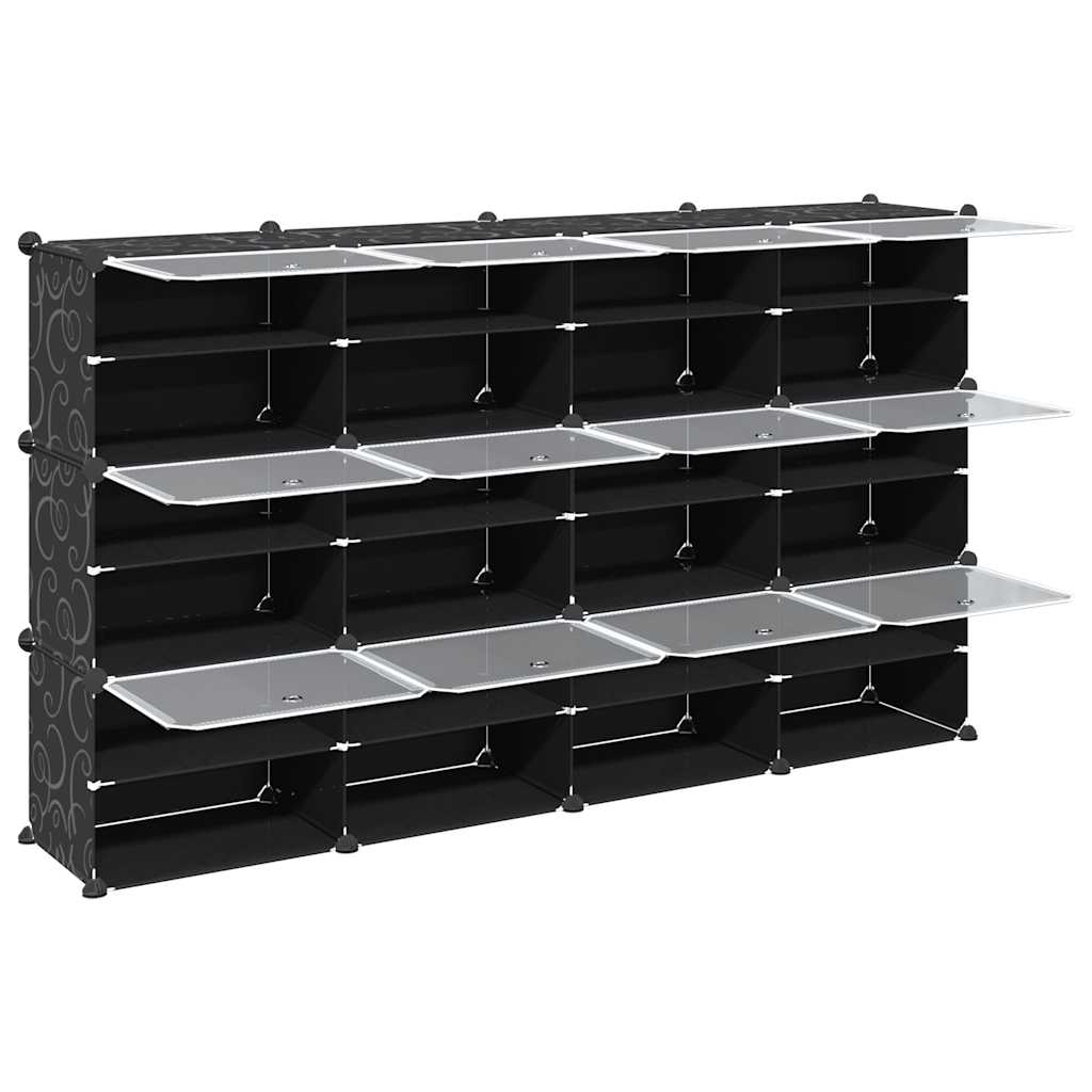 Organizador de arrumação com 12 cubos e portas PP preto
