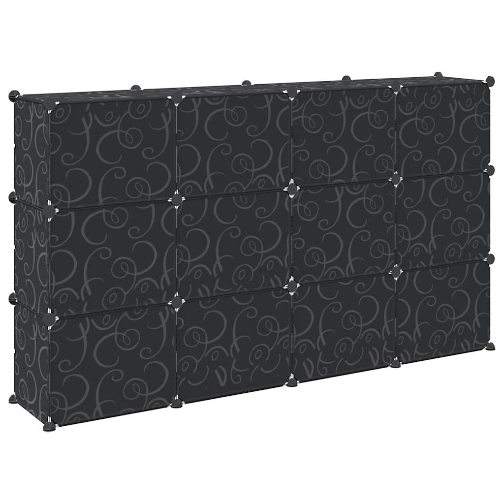 Organizador de arrumação com 12 cubos e portas PP preto