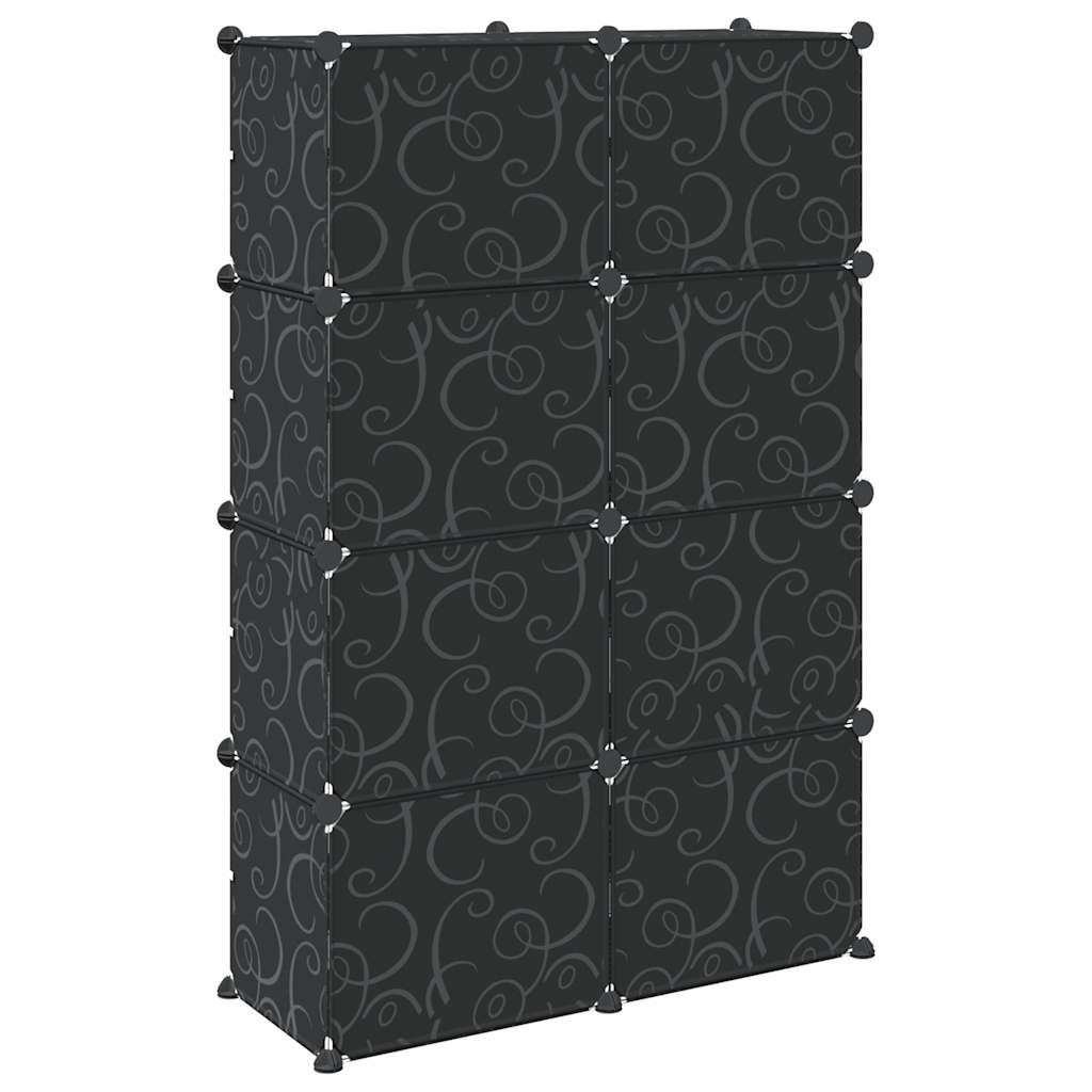 Organizador de arrumação com 8 cubos e portas PP preto