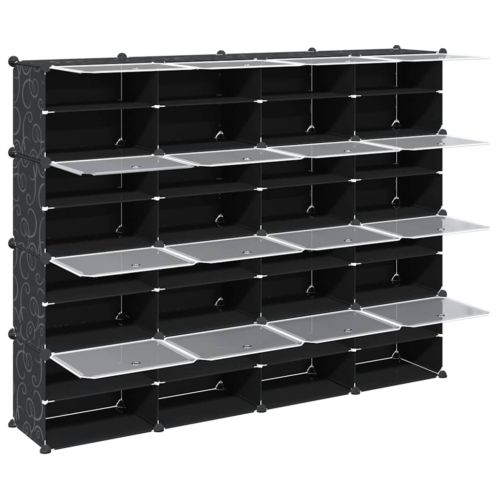 Organizador de arrumação com 16 cubos e portas PP preto