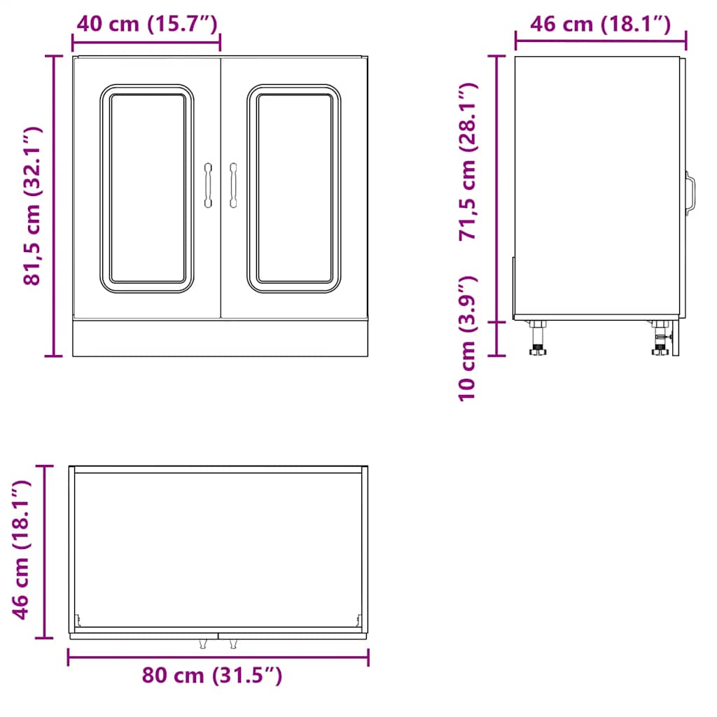 Armário baixo lavatório Kalmar 80x46x81,5 cm cinzento betão