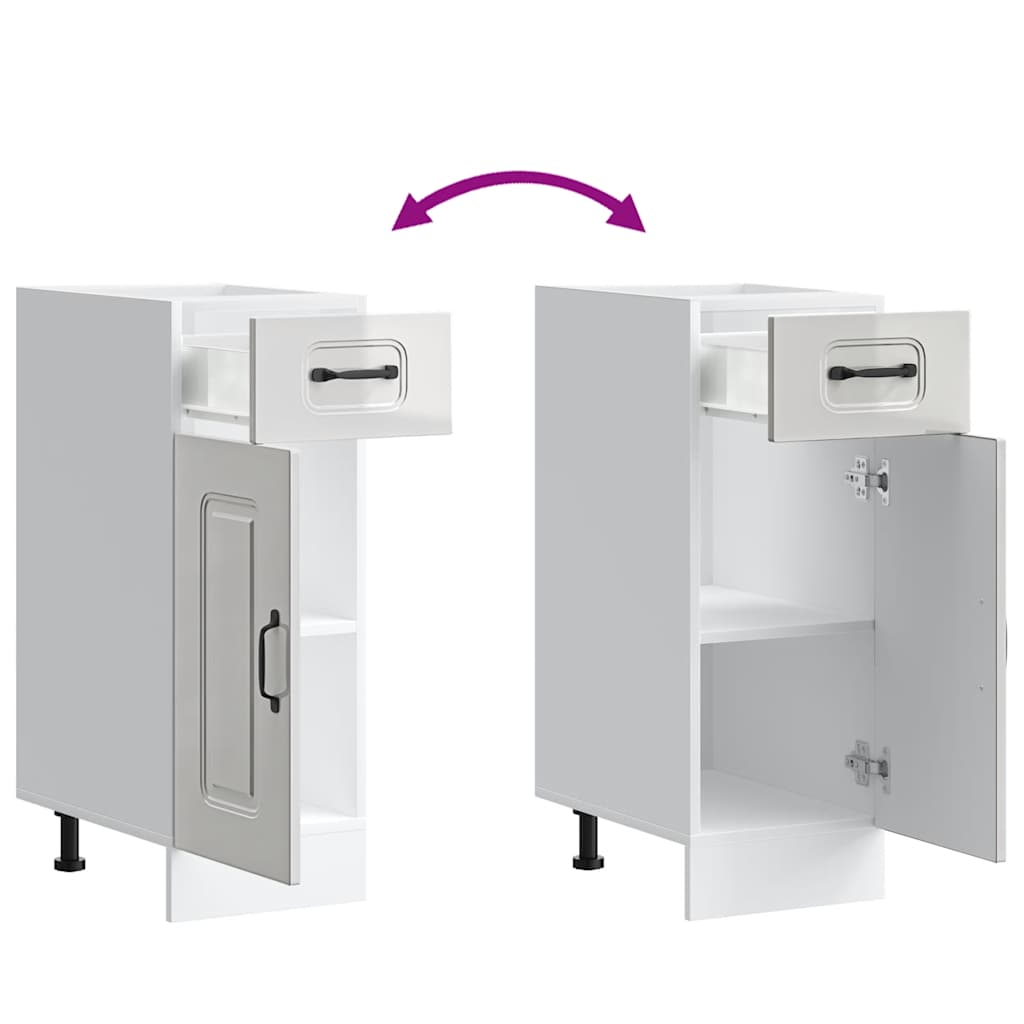 Armário de cozinha baixo Kalmar branco alto brilho