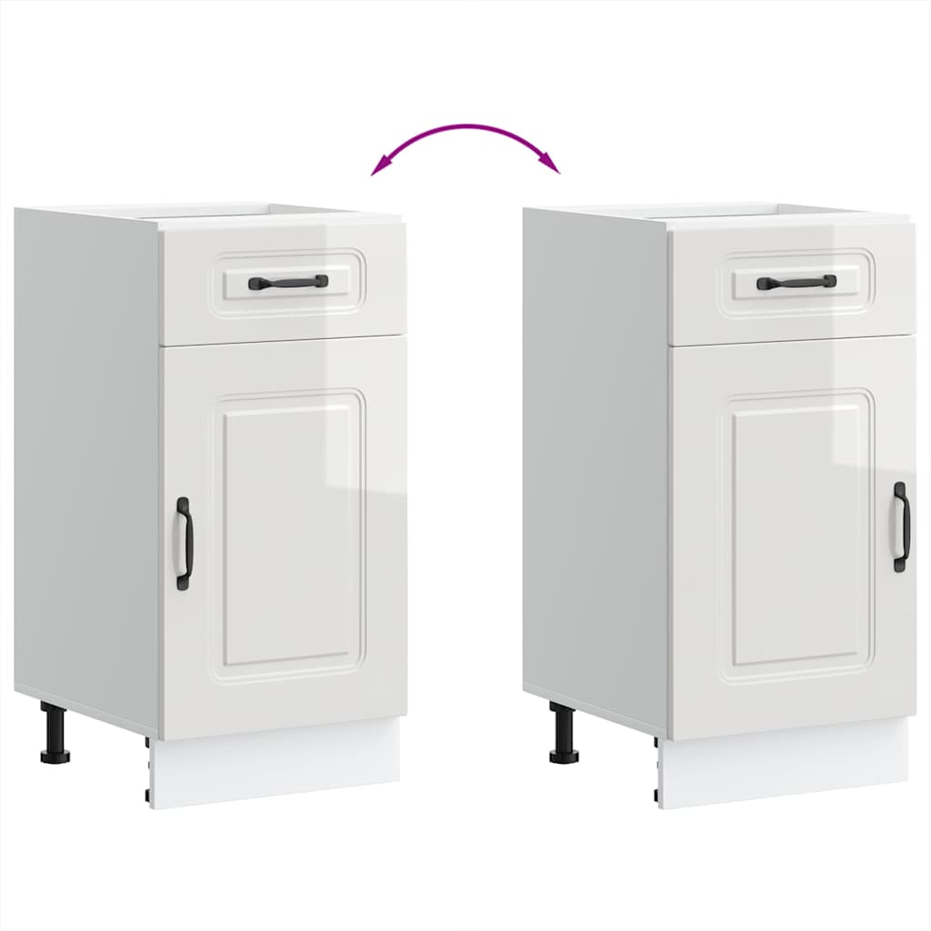 Armário de cozinha baixo Kalmar branco alto brilho