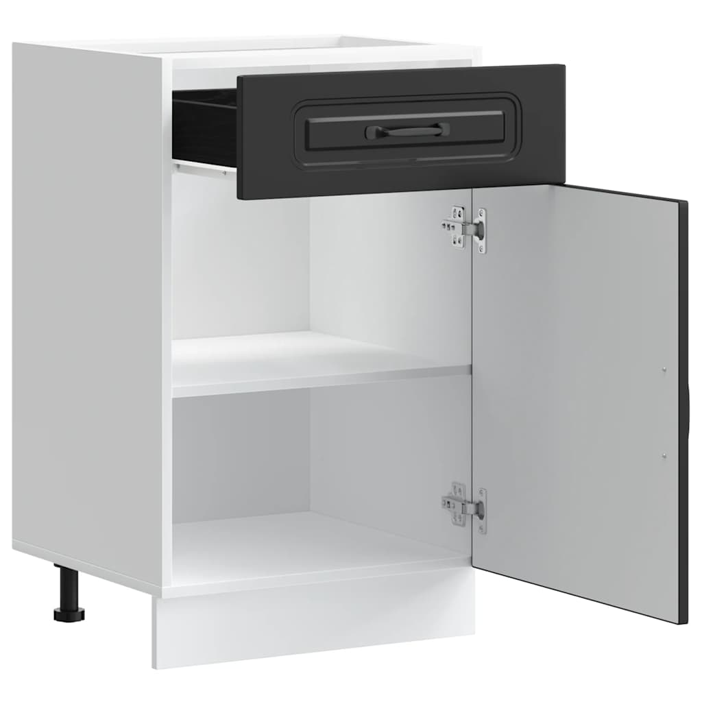 Armário de cozinha baixo Kalmar madeira artificial preto