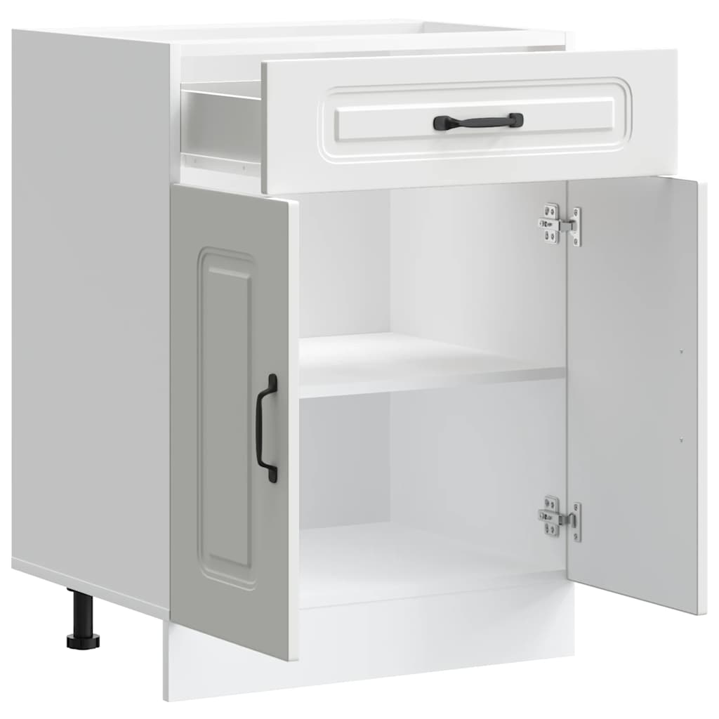Armário de cozinha baixo Kalmar madeira artificial branca