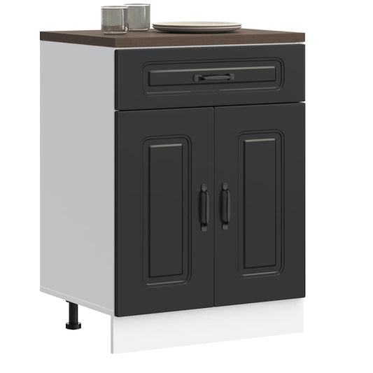 Armário de cozinha baixo Kalmar madeira artificial preto