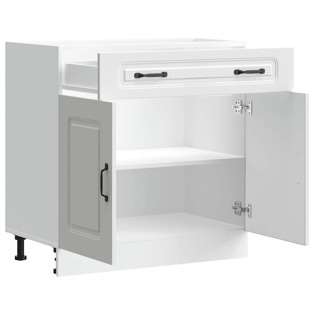 Armário de cozinha baixo Kalmar madeira artificial branca