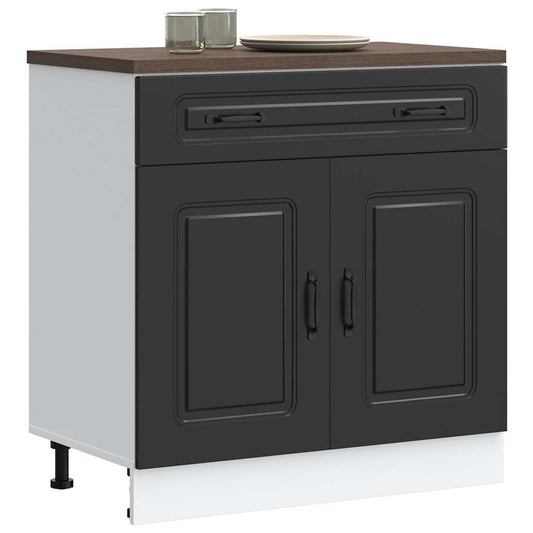 Armário de cozinha baixo Kalmar madeira artificial preto