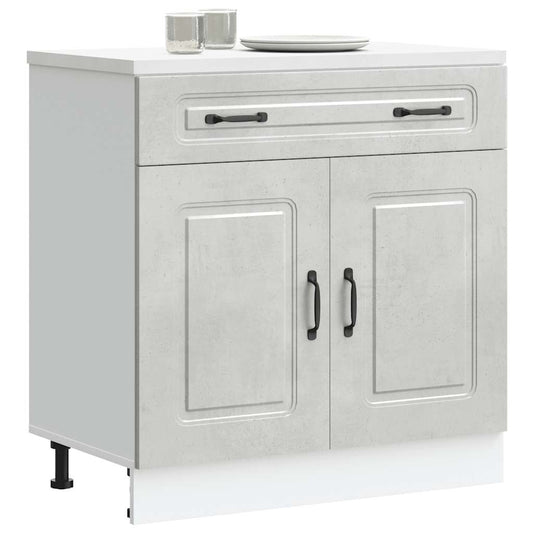 Armário baixo de cozinha Kalmar betão madeira projetada cinza