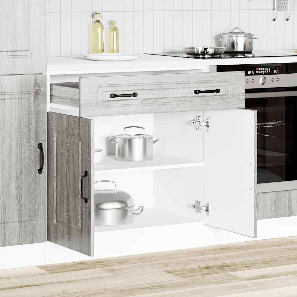 Armário baixo cozinha Kalmar madeira engenharia sonoma cinzento