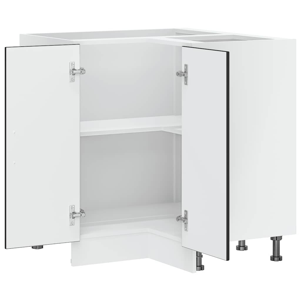 Armário baixo canto cozinha Kalmar madeira artificial preta