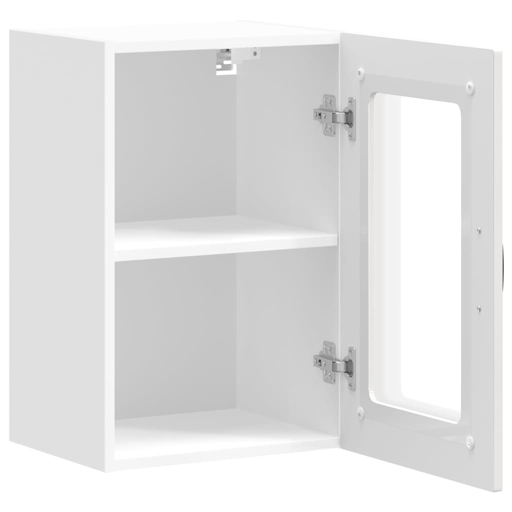 Armário parede de cozinha porta vidro Kalmar branco alto brilho